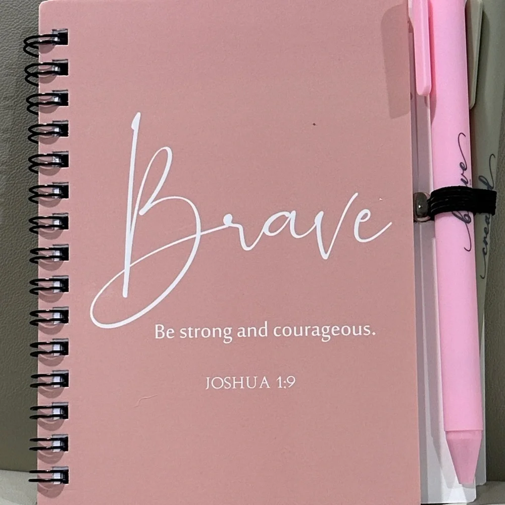 Bible Verse Notebook Trio & Pens Loved - John Brave - Joshua Created - Genesis